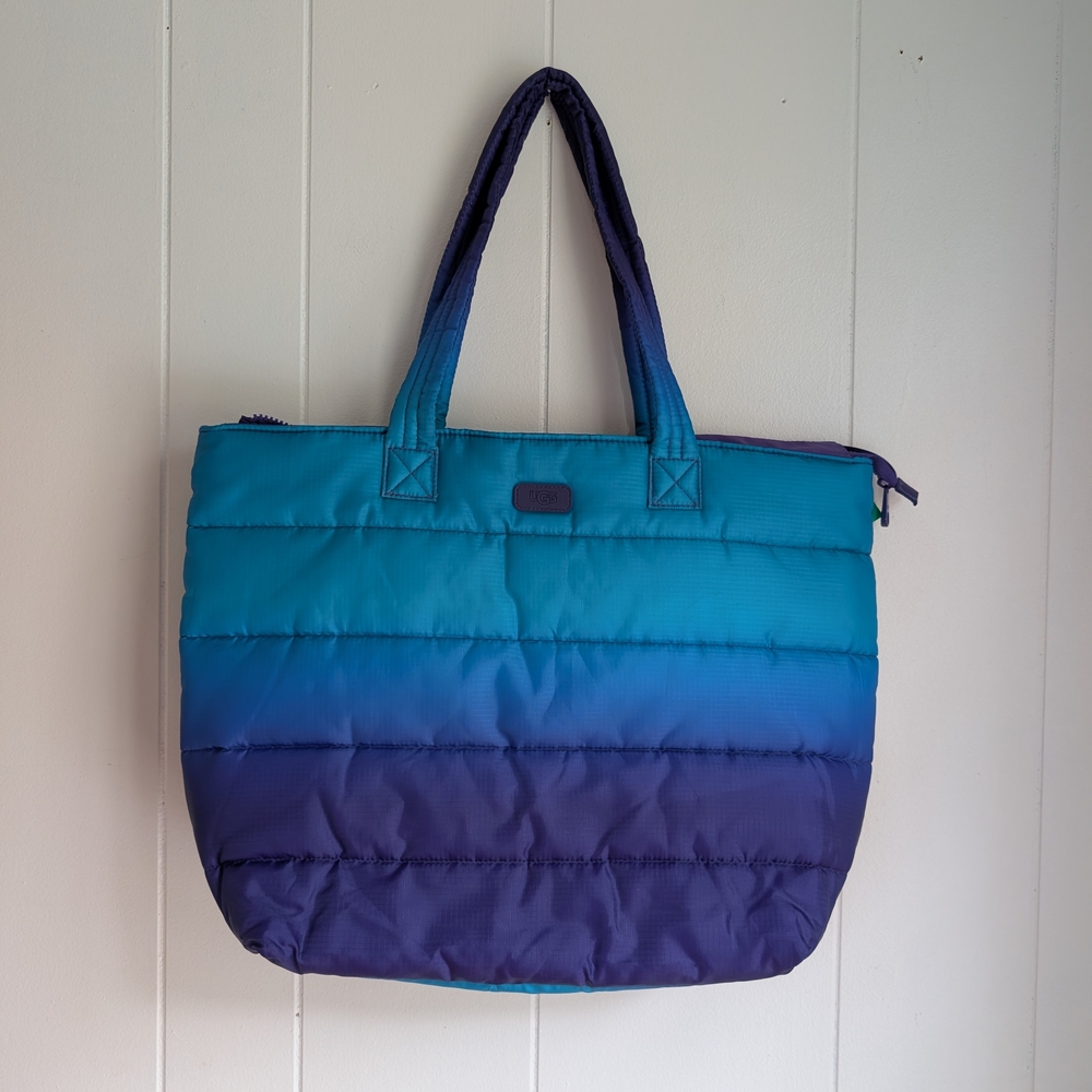 UGG Teal to Deep Purple Ombre Quilted Tote